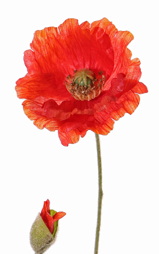 Papaver kunstbloem in rood - Afbeelding 2