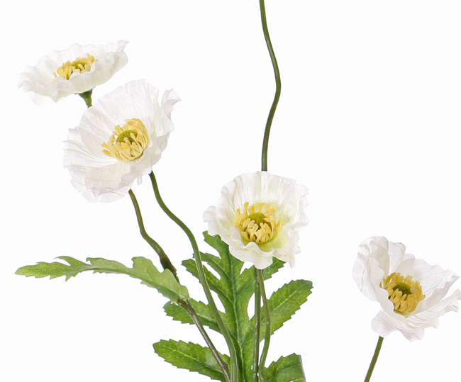 Papaver kleine witte kunstbloem. - Afbeelding 2