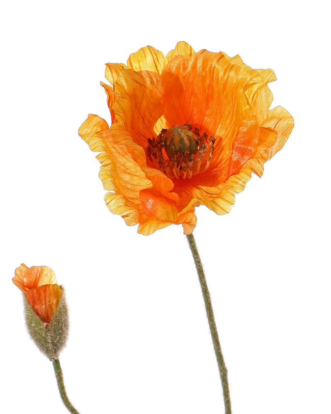 Papaver kunstbloem in oranje. - Afbeelding 2