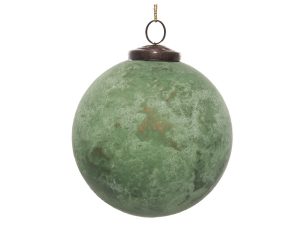 Grote kerstbal groen/goud geoxideerd