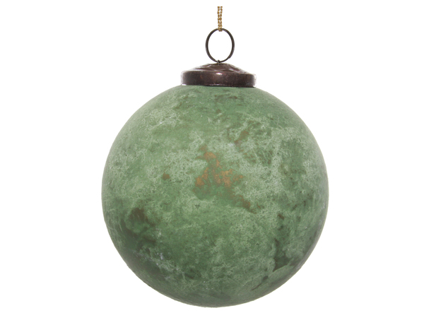 Grote kerstbal groen/goud geoxideerd