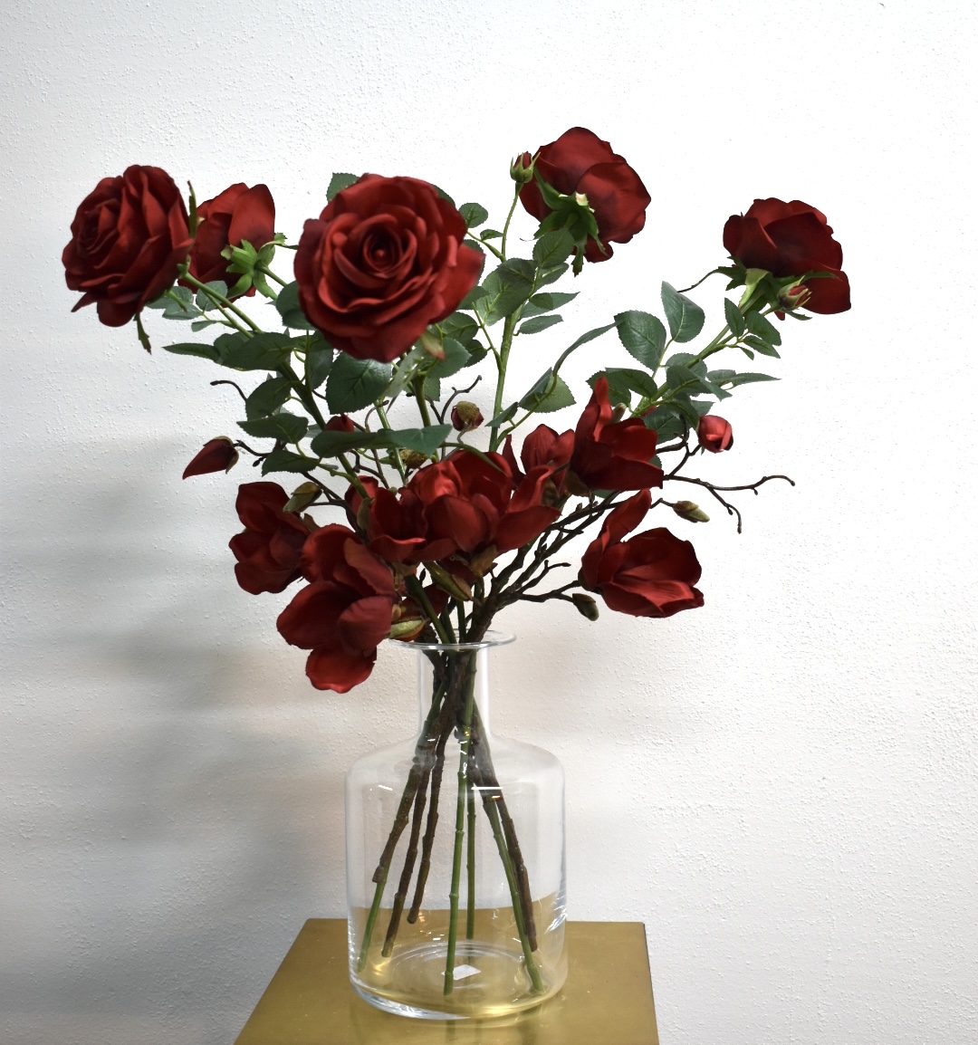 Luxe,zijdebloemen,kunstboeket,rode,rozen,