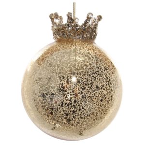 Gouden antiek kerstbal met zilveren kroon