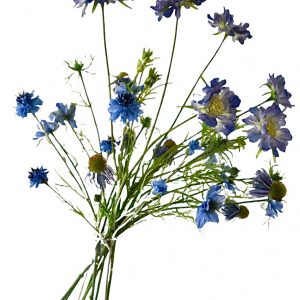 Blauw veldbloemen kunstboeket