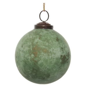 Kerstbal groen/goud geoxideerd