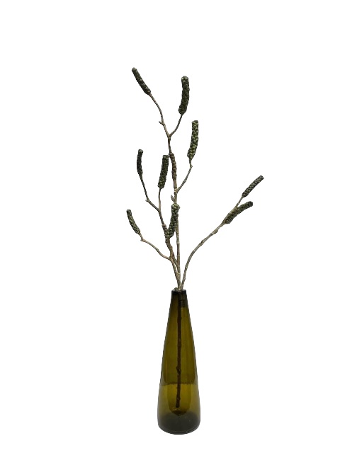 Handgemaakte Maison Zoe vaas olijf gerecycled glas
