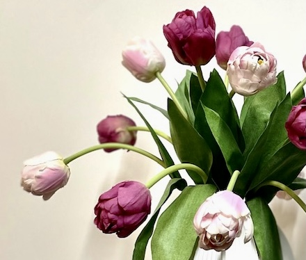 Roze real touch tulp boeket