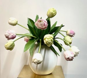 Pastel tulpen kunstbloemen boeket i