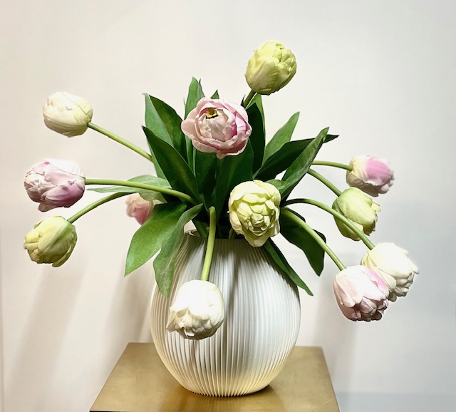 Pastel tulpen kunstbloemen boeket i