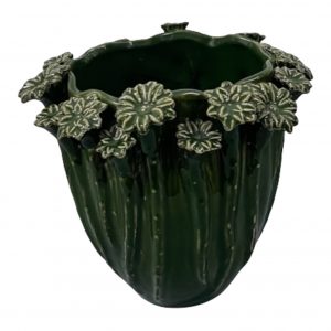 Groen Ceramiek bloempot ornament bloemen