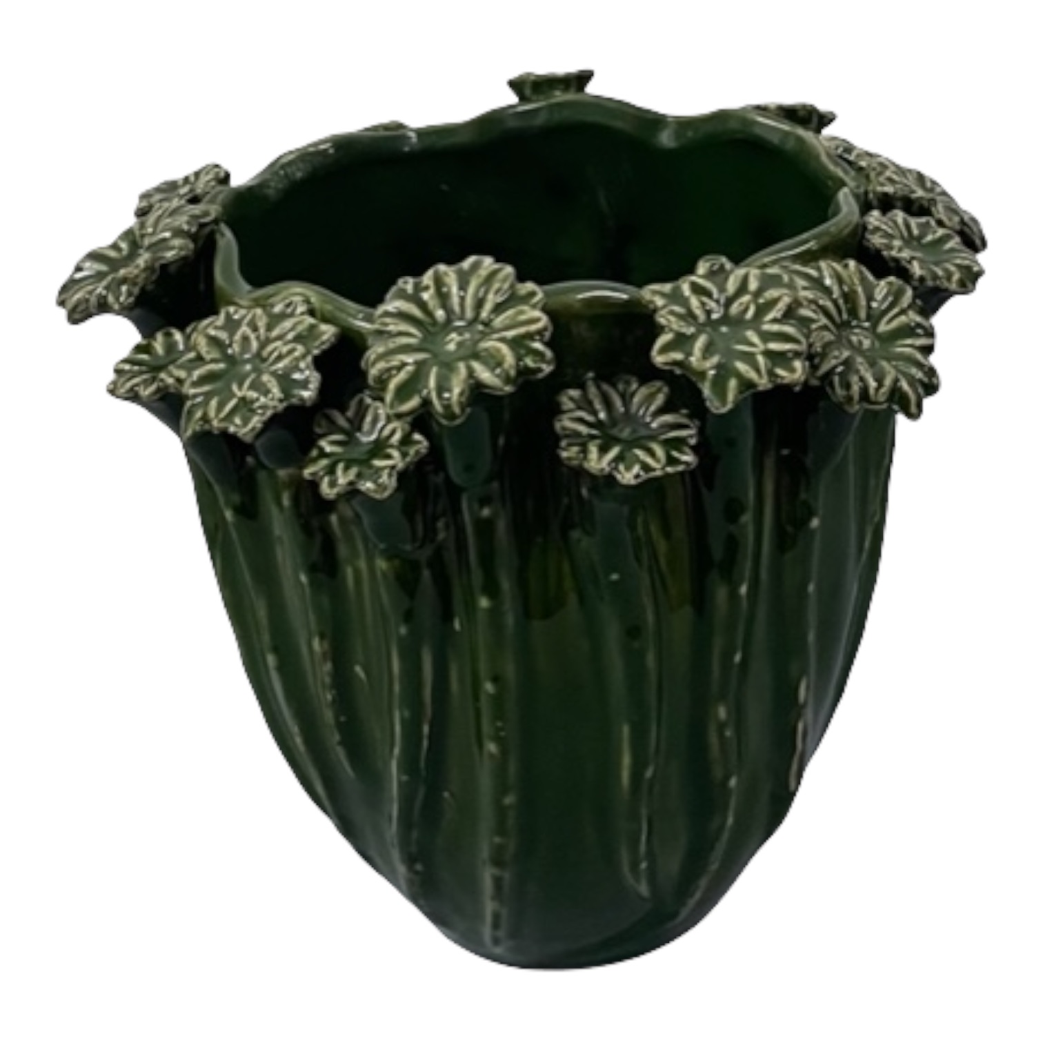 Groen Ceramiek bloempot ornament bloemen