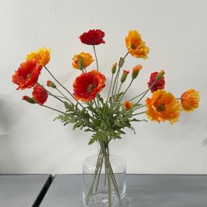 Zijdeboeket met oranje en rode papaver