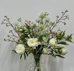 Witte pioenroos kunstbloemen boeket