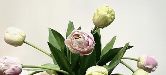 Pastel tulpen kunstbloemen boeket