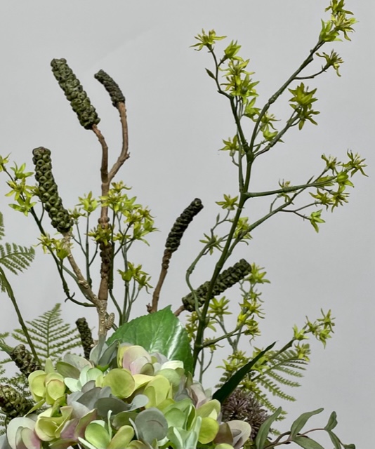 Groen kunstboeket met hortensia